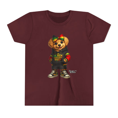 Youth Tee — Black History Queen Bear Graphic T-Shirt