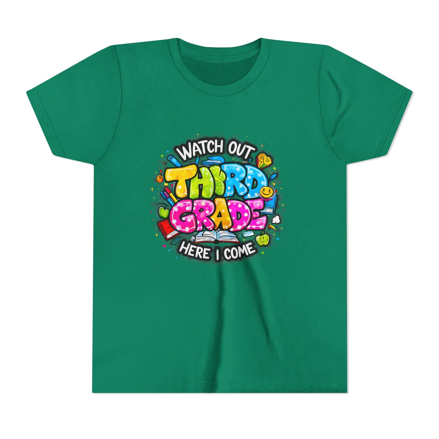 Third Grade Kids T‑Shirt — "Watch Out Third Grade Here I Come" Back-to-School Tee