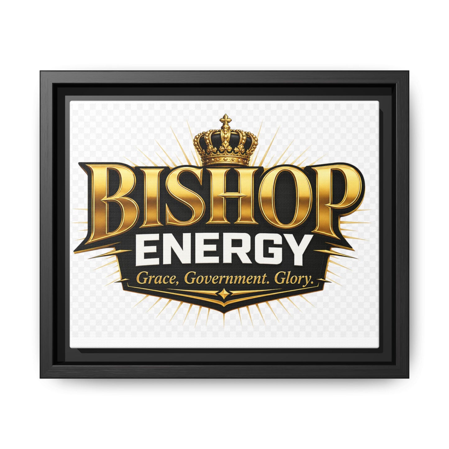 Framed Canvas Art - "Bishop Energy" Gold Crown Logo (Matte)