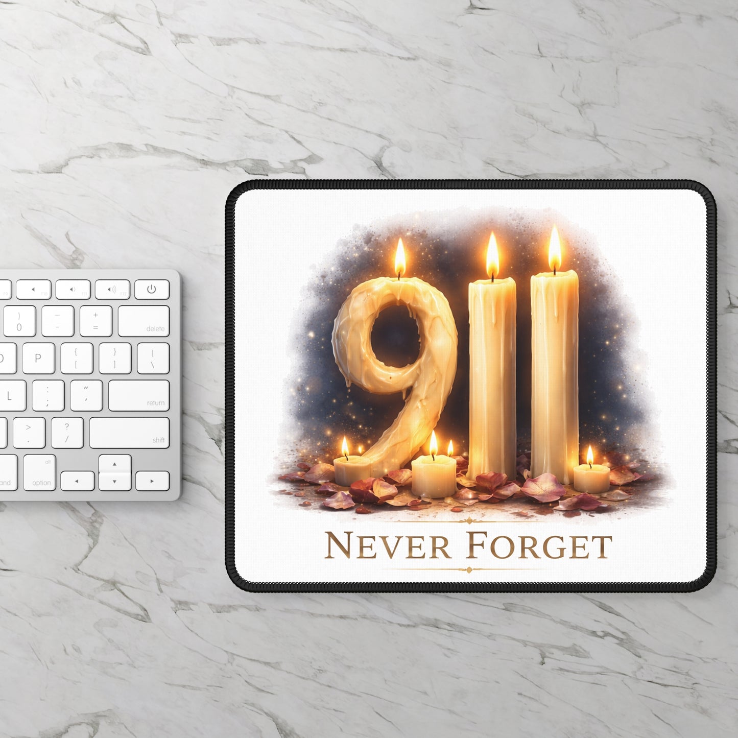 Mouse Pad — 9/11 Never Forget Candle Memorial Desk Mat