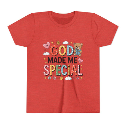 Youth Tee — "God Made Me Special" Cute Christian Kids T-Shirt