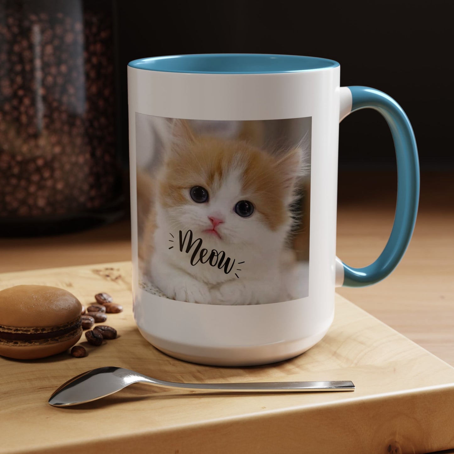 Cat Photo Coffee Mug - Cute Kitten 'Meow' Accent Mug (11/15oz)