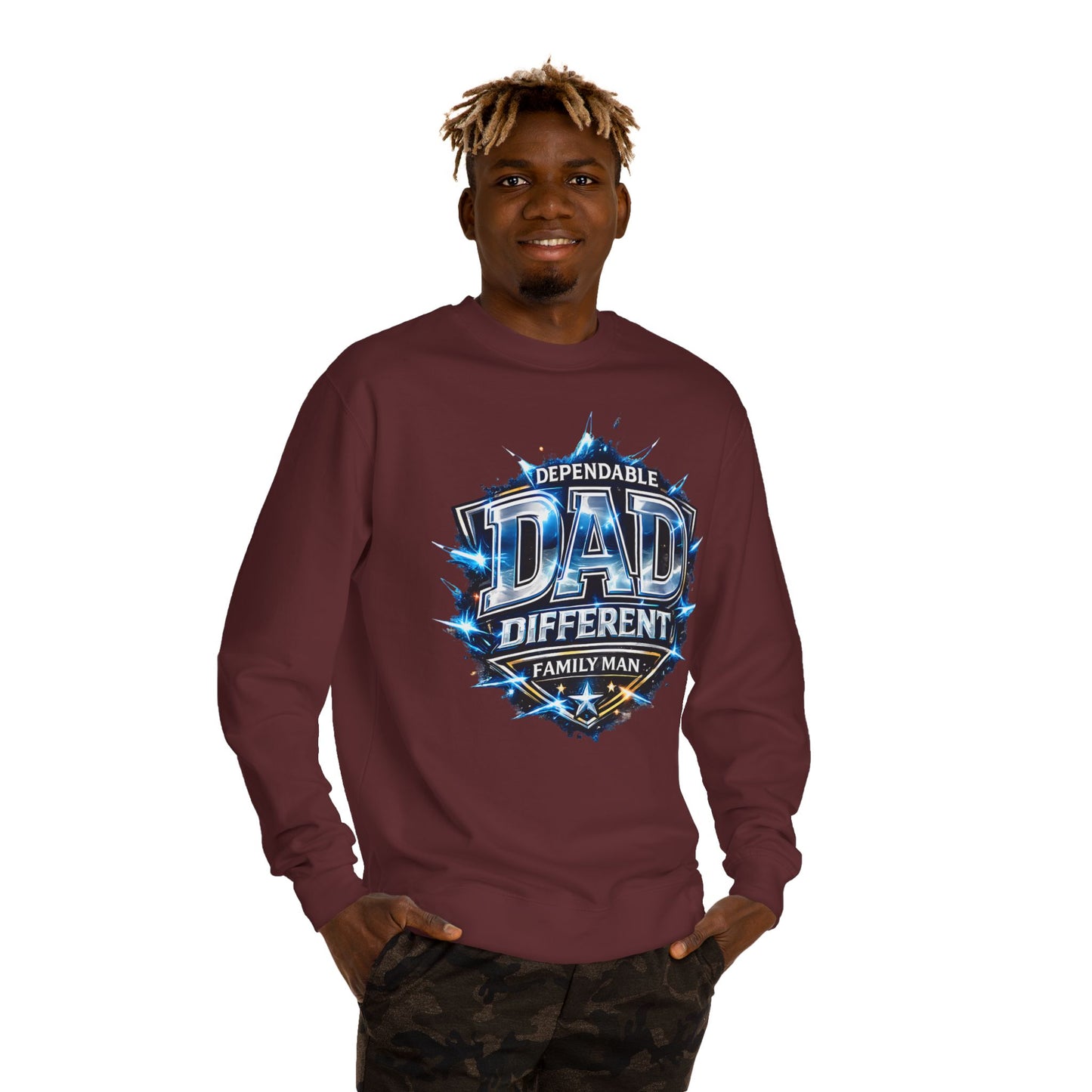 Dependable Dad Crewneck Sweatshirt - "Different Family Man" Graphic