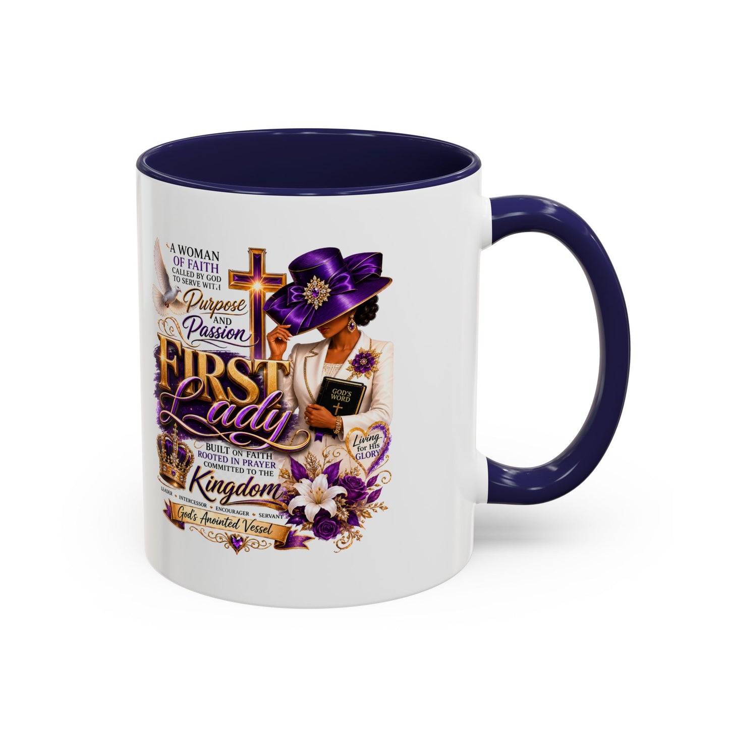 First Lady of Faith Accent Coffee Mug — Inspirational Christian Gift (11/15oz)