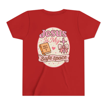 Youth Tee — "Jesus Is My Safe Space" Christian Kids T-Shirt