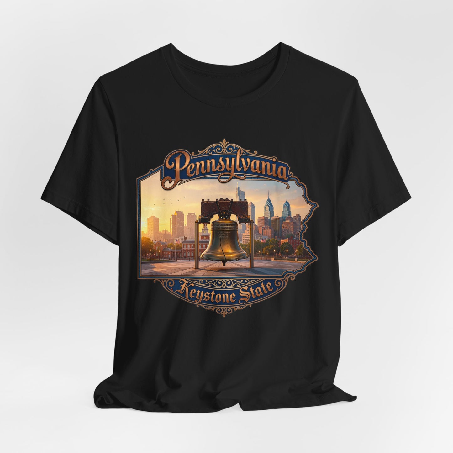 Pennsylvania Keystone State T-Shirt — Liberty Bell & Philadelphia Skyline Tee