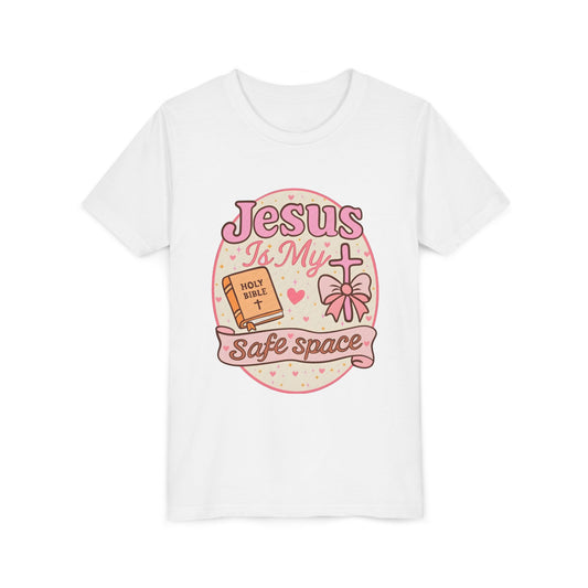 Youth Tee — "Jesus Is My Safe Space" Christian Kids T-Shirt