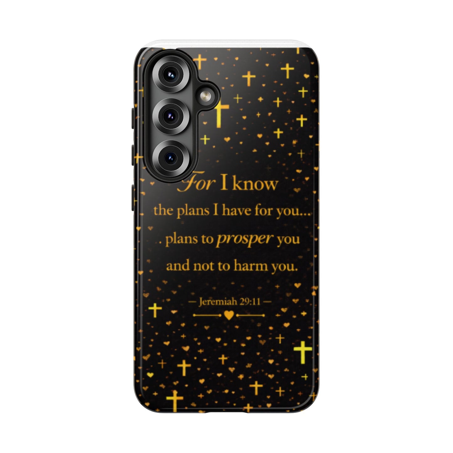 Phone Case — "For I Know" Jeremiah 29:11 Gold Cross Christian Tough Case