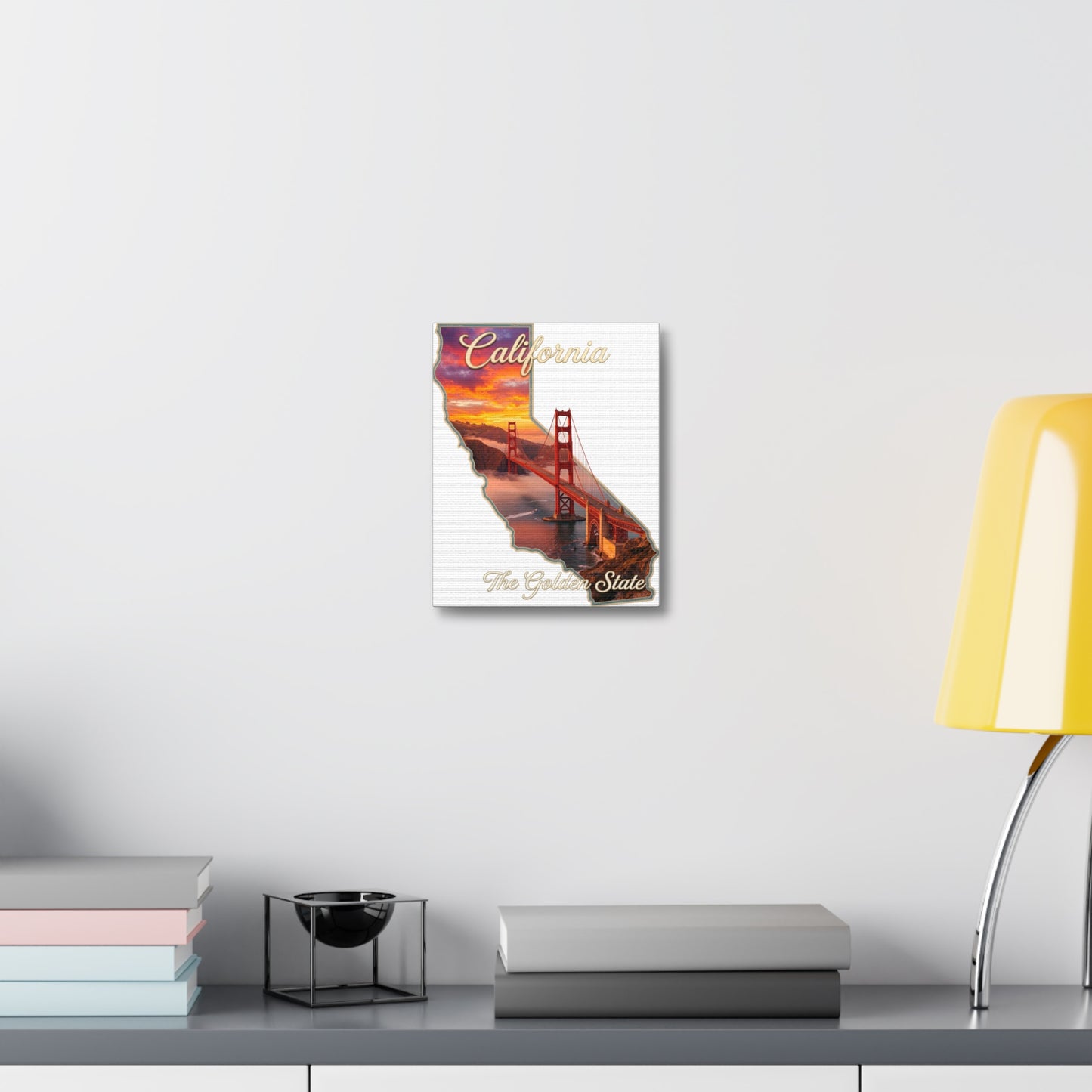 California Golden State Canvas Wall Art — Golden Gate Bridge Sunset