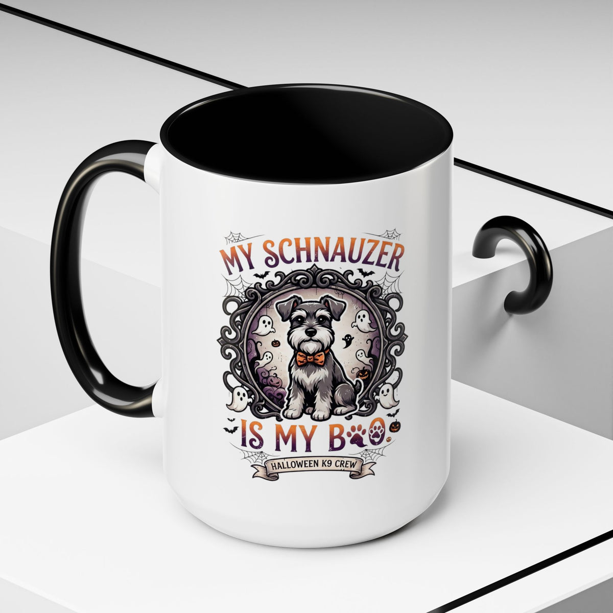 My Schnauzer Is My Boo Coffee Mug — Halloween Dog Lover Accent Mug