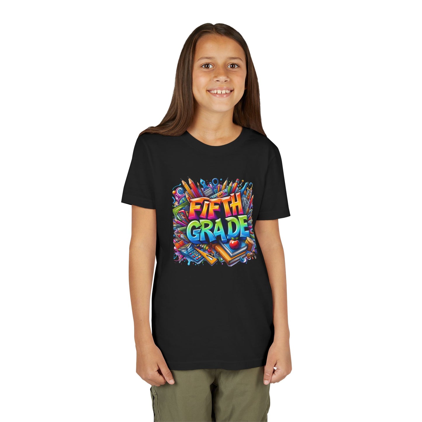 Fifth Grade Kid's Tee - Colorful School Supplies Back to School T-Shirt
