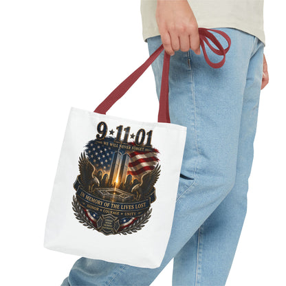9/11 Memorial Tote Bag — We Will Never Forget Tribute Tote