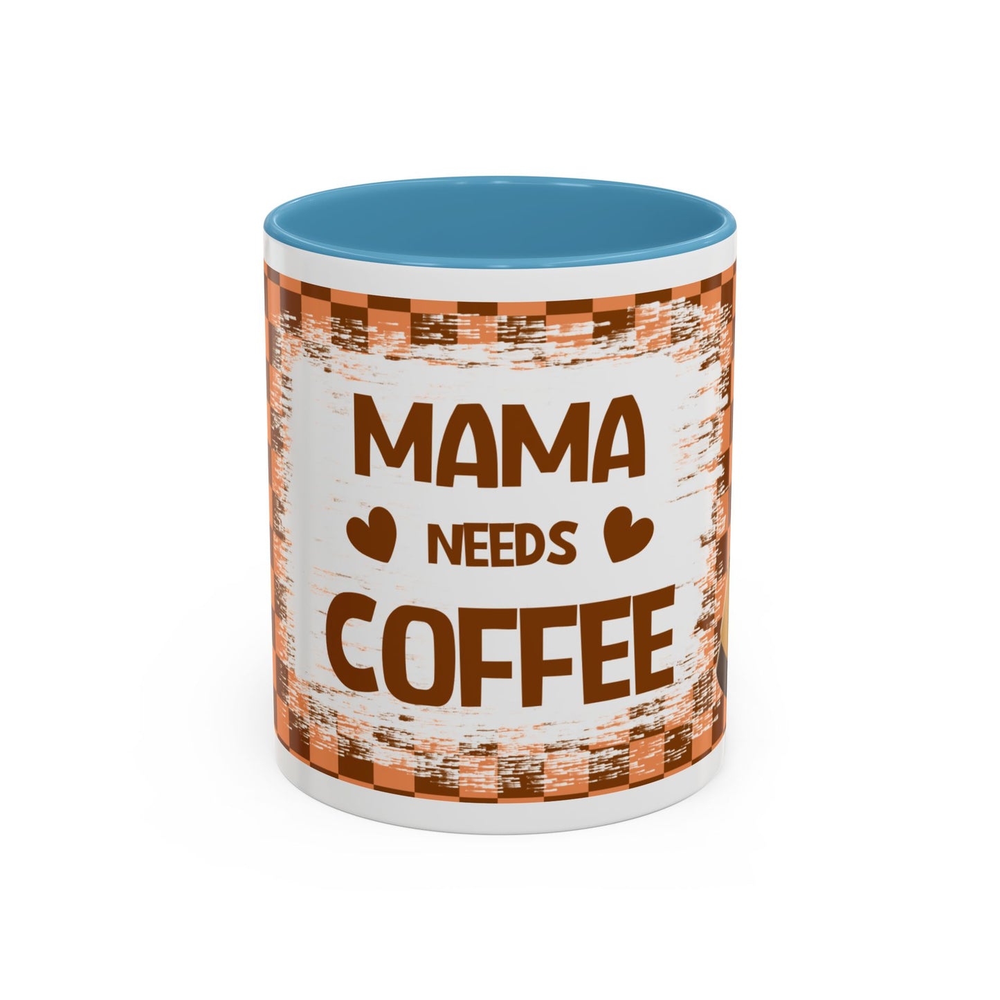 Mama Needs Coffee Accent Mug — 11/15oz Brown Checkered Coffee Cup