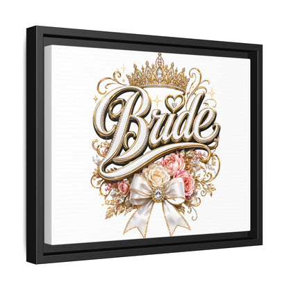 Framed Bride Canvas Wall Art — Elegant Bridal Crown & Floral Wedding Decor