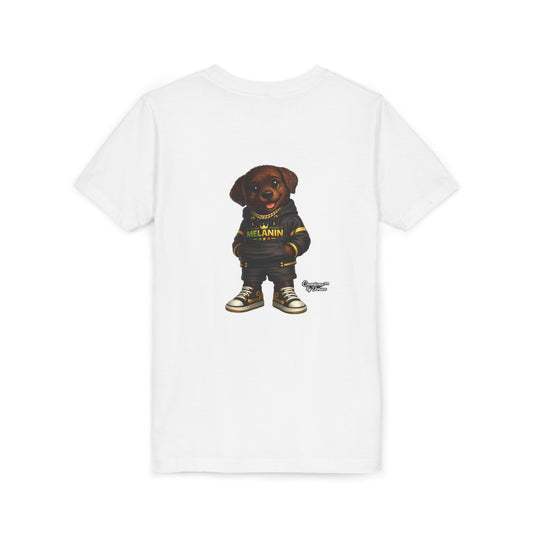 Youth Tee — Cute Puppy "Melanin" Streetwear Graphic