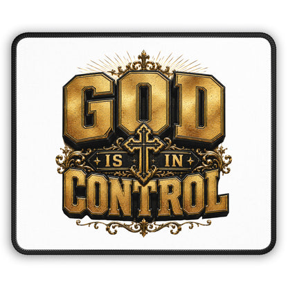 God Is In Control Gaming Mouse Pad — Inspirational Christian Desk Mat