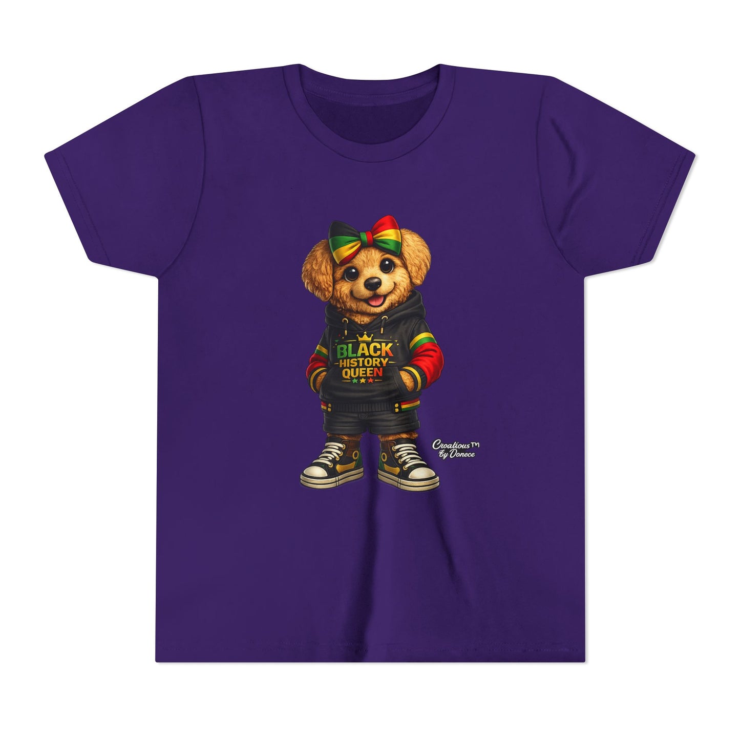 Youth Tee — Black History Queen Bear Graphic T-Shirt