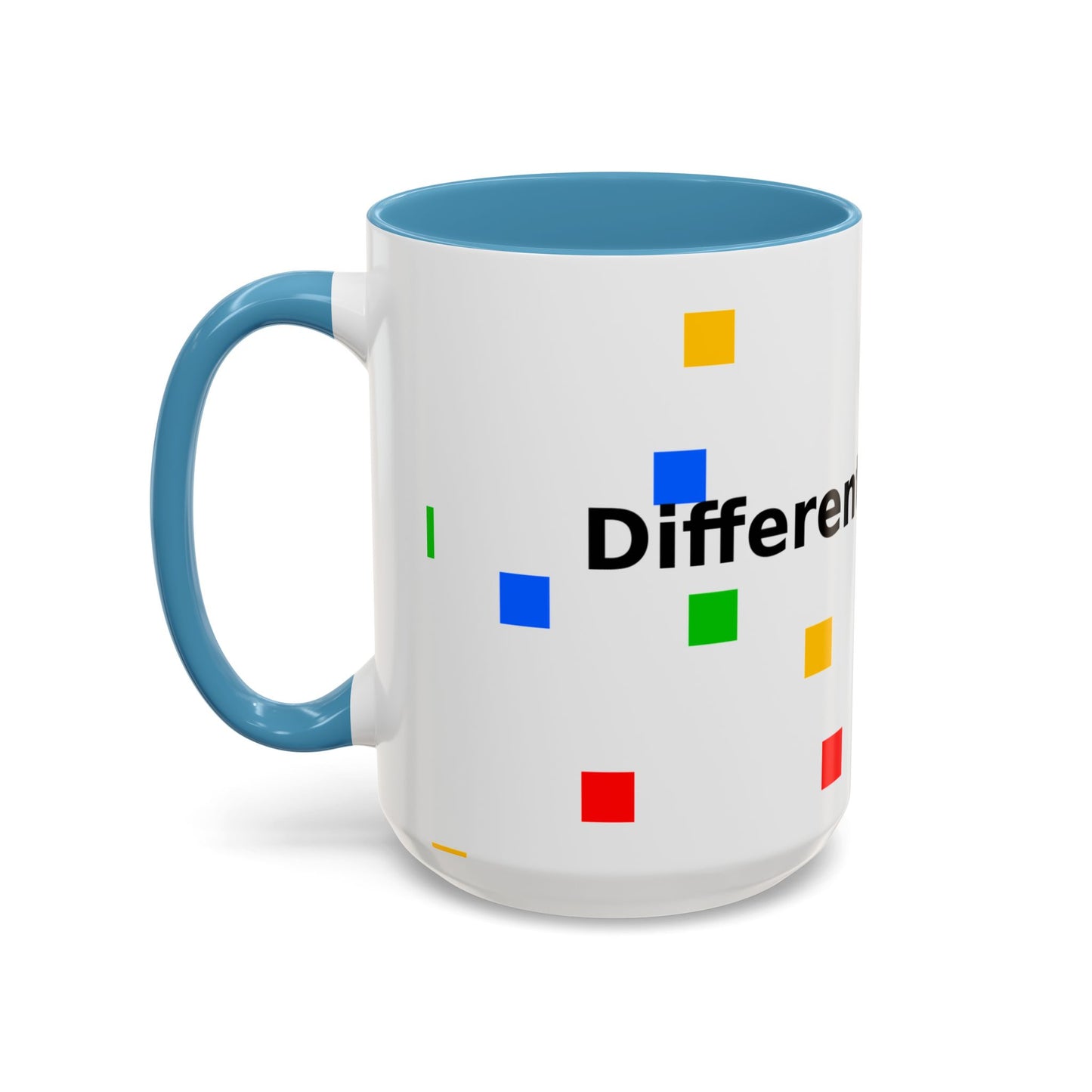 Accent Coffee Mug — 'Different Not Less' Pride-Inclusive Color Block Design (11/15oz)