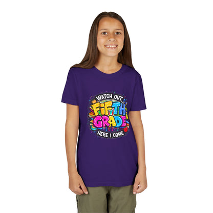 Fifth Grade T‑Shirt for Kids - "Watch Out Fifth Grade Here I Come" Back-to-School Tee