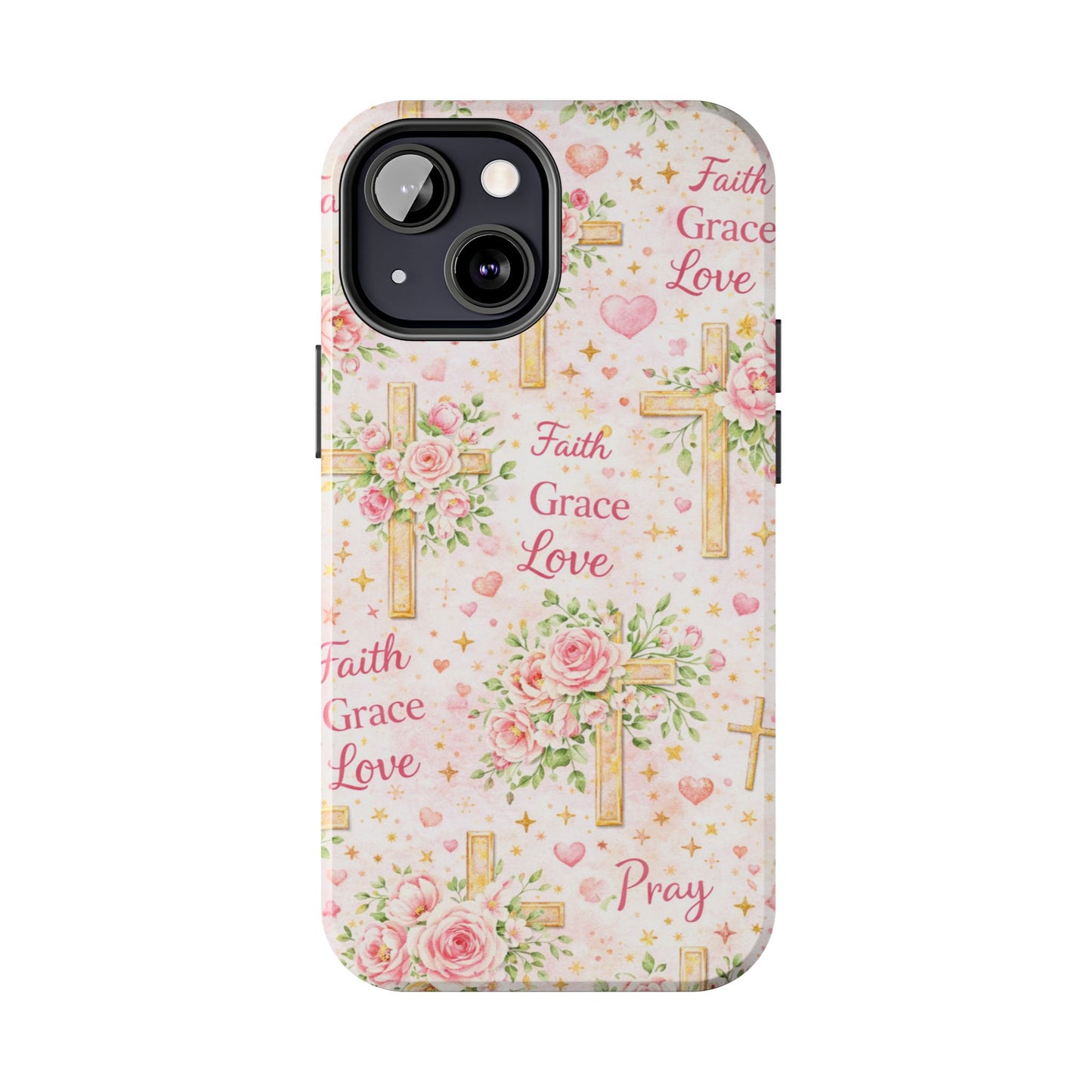 Faith Grace Love Cross Phone Case | Christian Floral iPhone Case