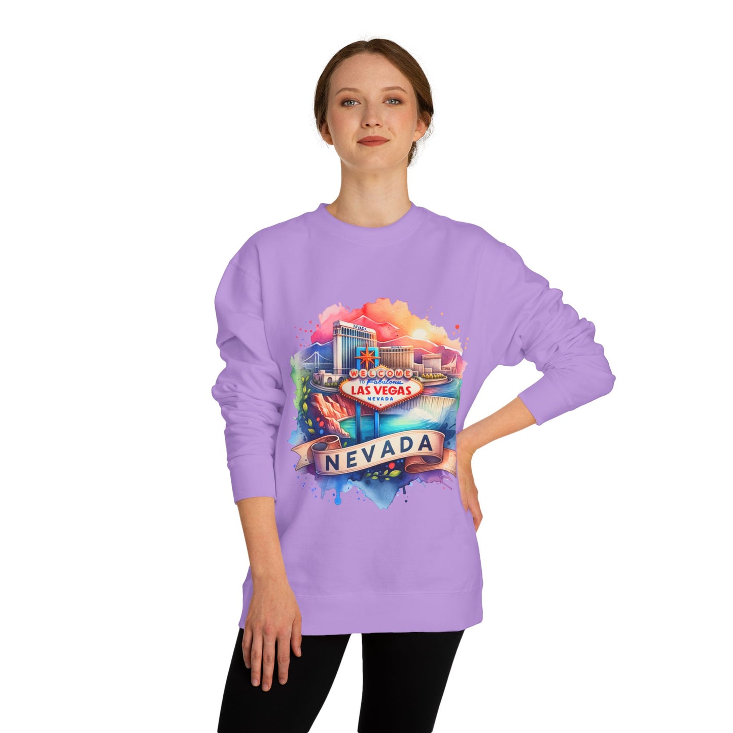 Nevada Las Vegas Watercolor Sweatshirt — Colorful Travel Souvenir Crewneck