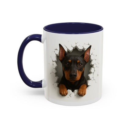 Doberman Peekaboo Accent Coffee Mug – Cute Dog Lover Gift (11/15oz)