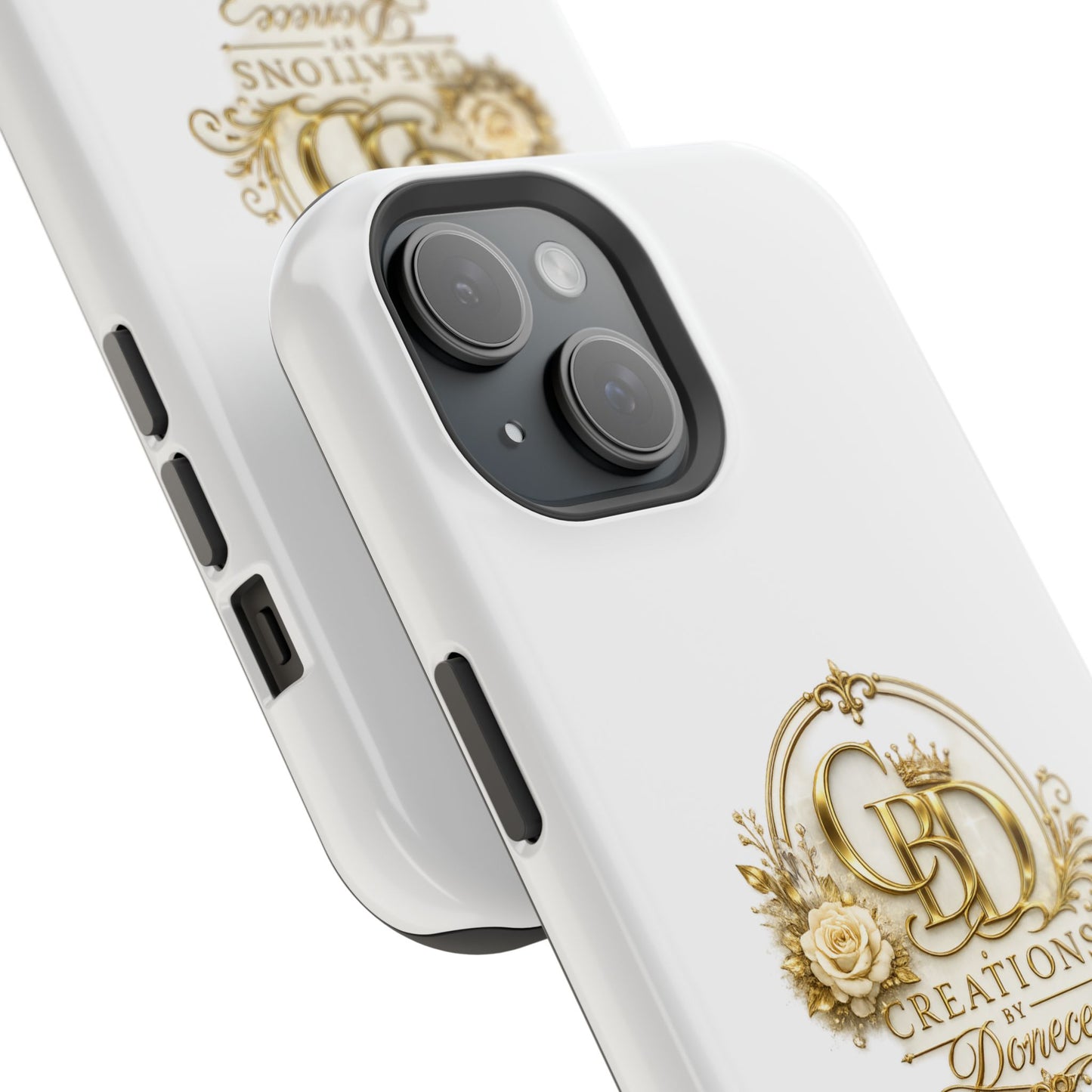 Magnetic Impact-Resistant Phone Case — Gold Floral Crest Logo
