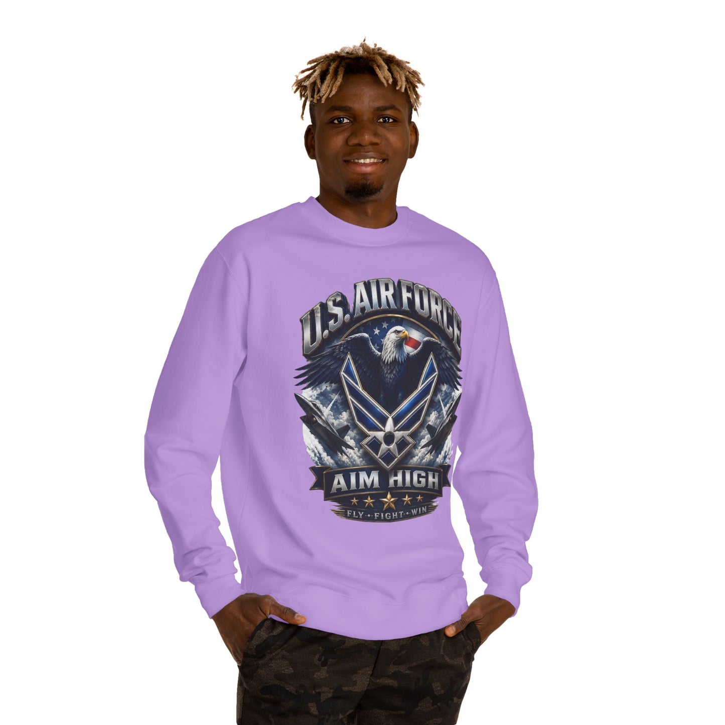 Air Force Crewneck Sweatshirt — "U.S. Air Force Aim High" Military Logo Pullover