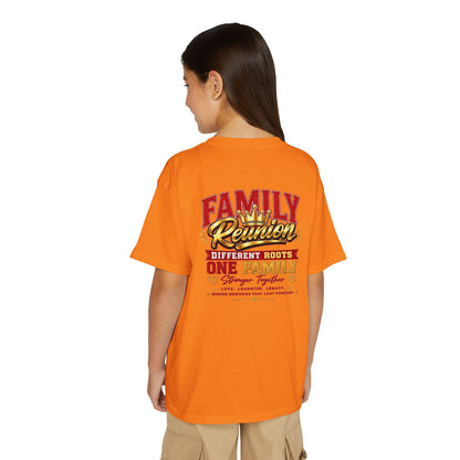 Family Reunion Youth T-Shirt — "Different Roots One Family" Kids Reunion Tee