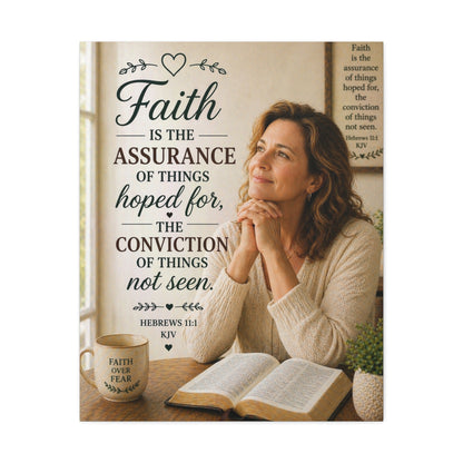 Faith Canvas Wall Art — Hebrews 11:1 Inspirational Scripture Stretched Canvas