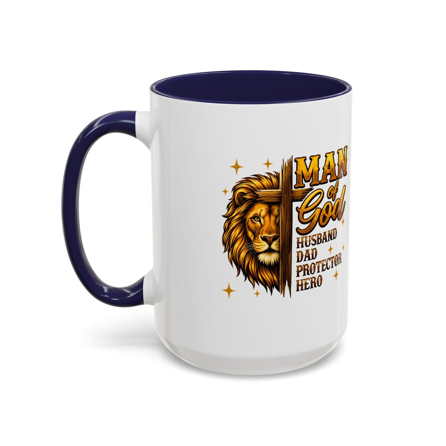 Man of God Lion Coffee Mug — 'Man of God' Religious Gift for Husband, Dad, Protector