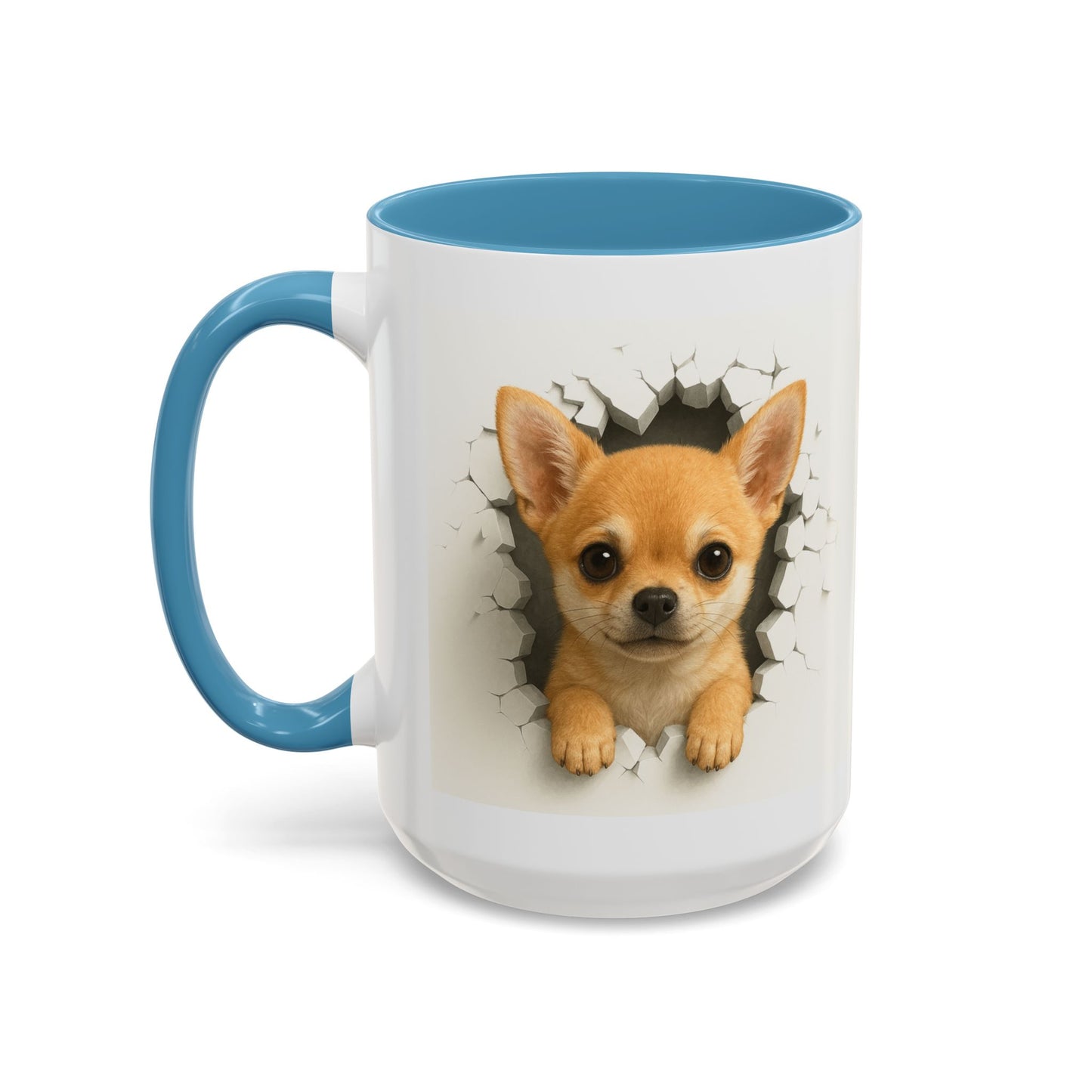 Chihuahua Peek-A-Boo Accent Coffee Mug – Cute Dog Lover Gift (11/15 oz)