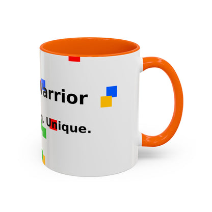 Autism Warrior Accent Coffee Mug – Bold Puzzle Pieces, Proud. Strong. Unique. (11/15oz)