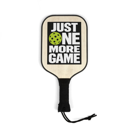 Pickleball Paddle Set — “Just One More Game” Wooden Paddles with Balls
