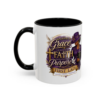 Faith & Purpose Accent Coffee Mug — First Lady Church Design (11/15oz)