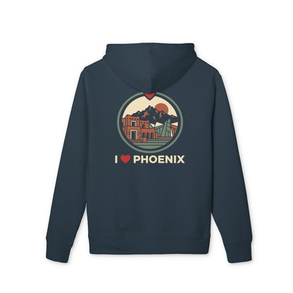 I Heart Phoenix Hoodie — Retro Cityscape Arizona Sweatshirt