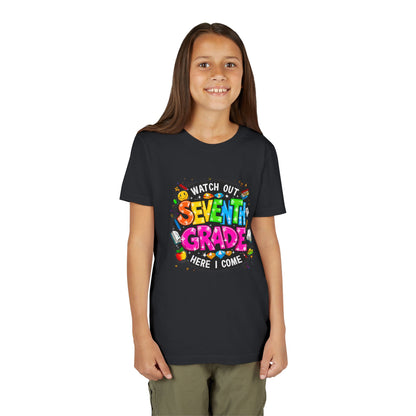 Seventh Grade Kids T-Shirt – “Watch Out Seventh Grade Here I Come” Back-to-School Tee