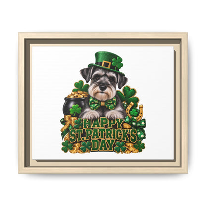Happy St. Patrick’s Day Schnauzer Framed Canvas