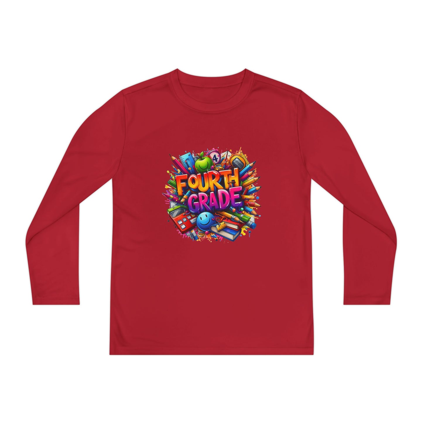 Fourth Grade Long Sleeve Tee — Colorful School Kids Shirt