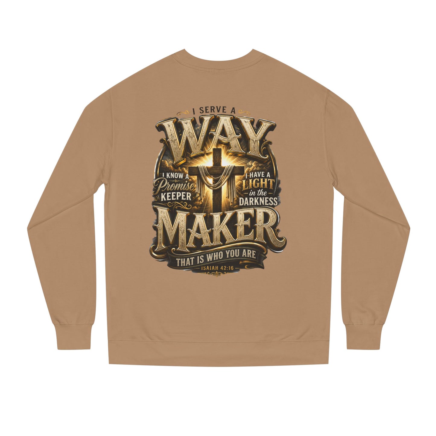 Way Maker Christian Sweatshirt — 'I Serve a Way Maker' Inspirational Crewneck