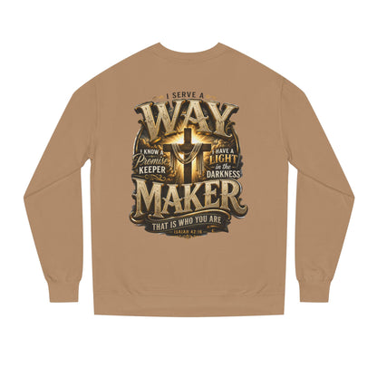 Way Maker Christian Sweatshirt — 'I Serve a Way Maker' Inspirational Crewneck