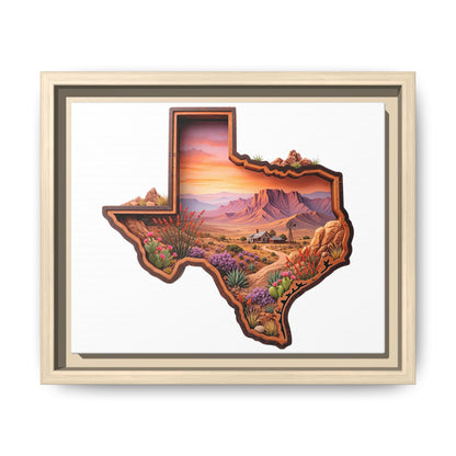Framed Texas Landscape Matte Canvas — Desert Sunset State Art Print