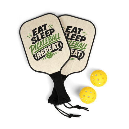 Pickleball Paddle Set — "Eat Sleep Pickleball Repeat" Paddle & Balls Kit