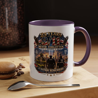 11oz/15oz Coffee Mug — 25 Years of 9/11 Never Forgotten Memorial Design