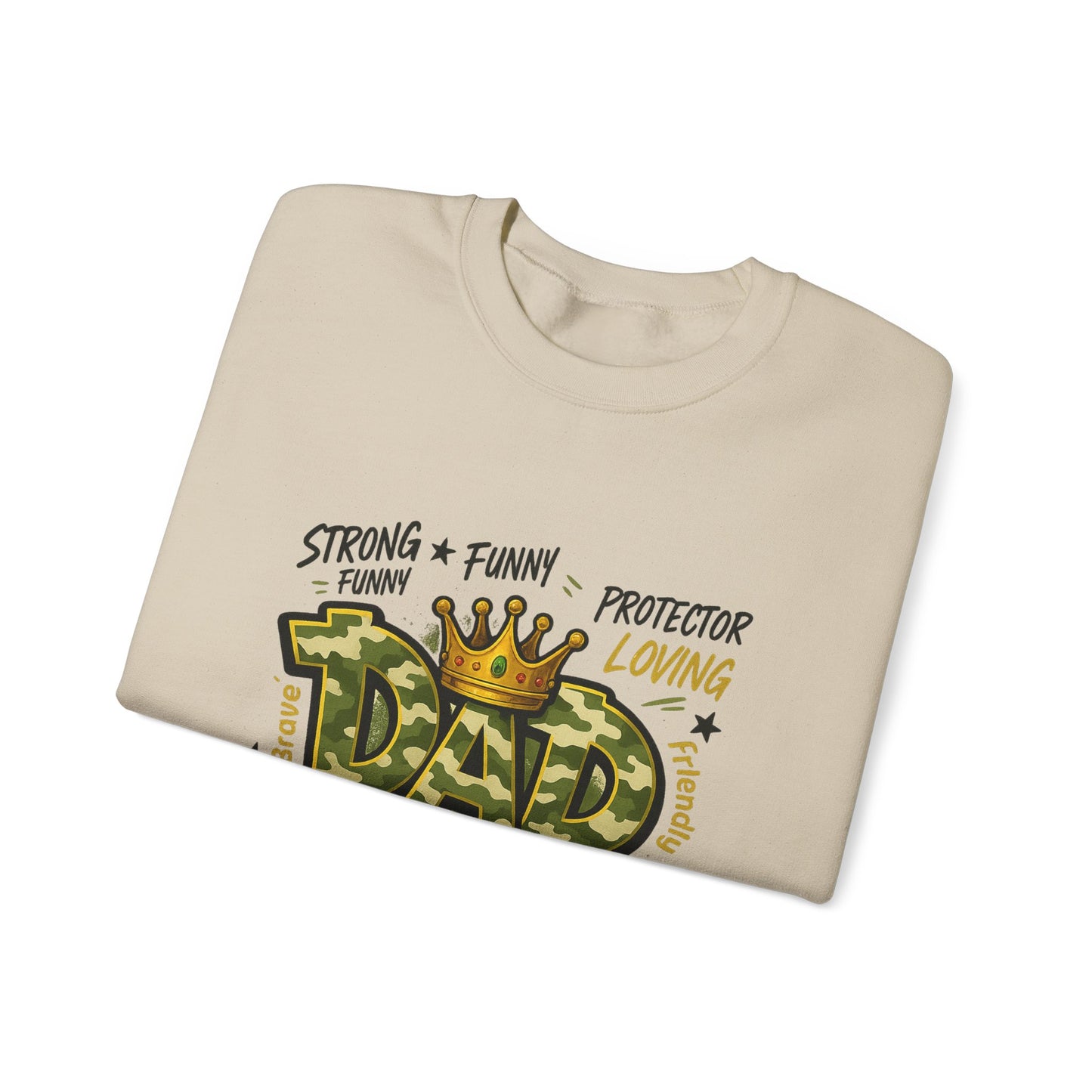 Dad Crown Crewneck Sweatshirt — "DAD" Camouflage Design, Loving, Hardworking Father Gift