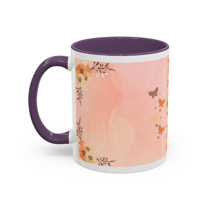 Mom Floral Accent Coffee Mug – Pink Butterfly Mother's Day Gift (11/15oz)