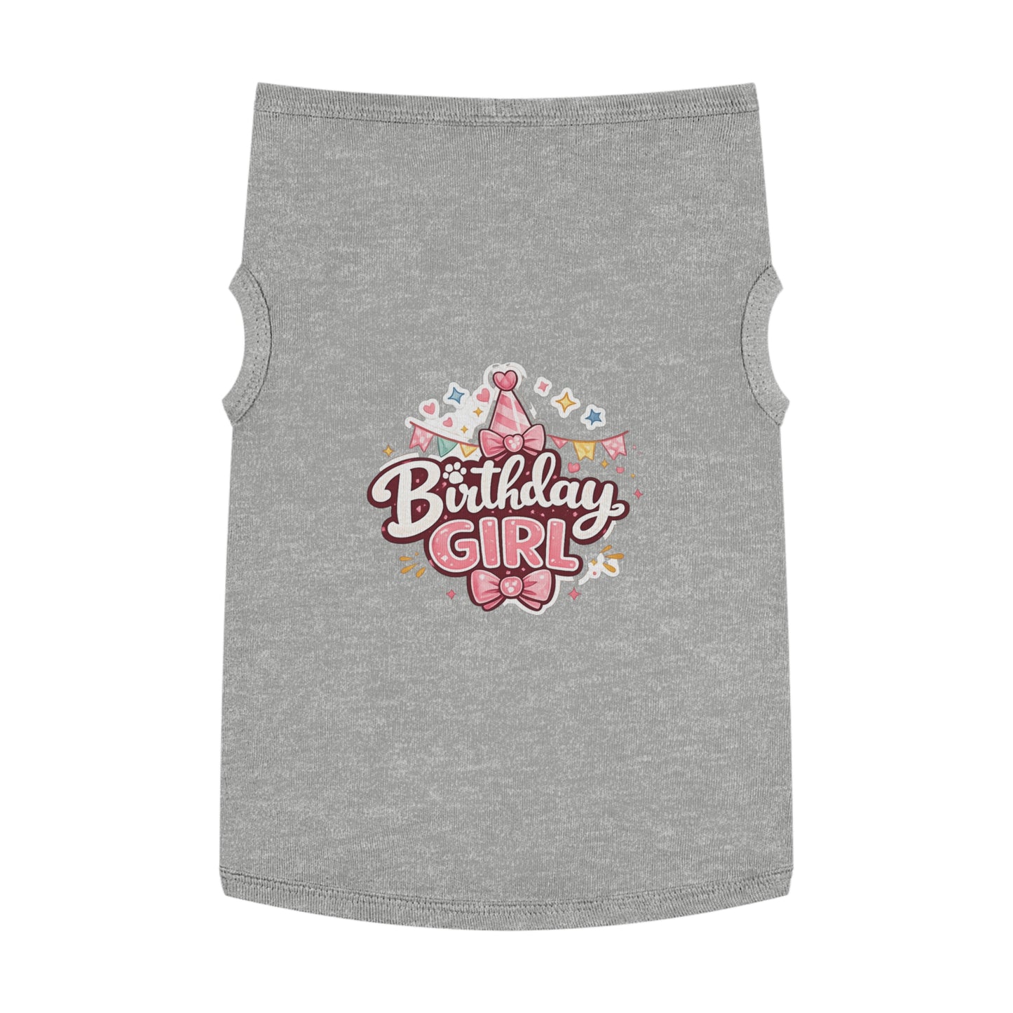 Birthday Girl Pet Tank Top - Pink Party Hat Dog/Cat Tee