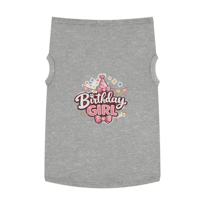 Birthday Girl Pet Tank Top - Pink Party Hat Dog/Cat Tee