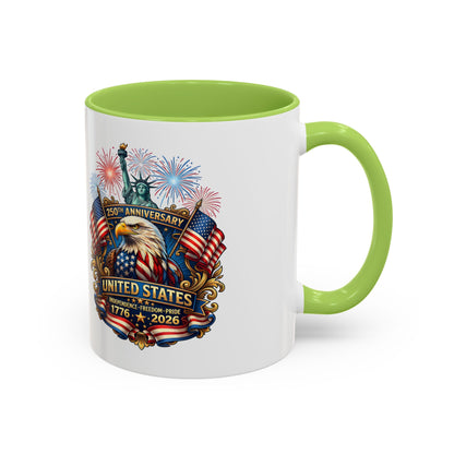 Patriotic Coffee Mug — United States 250th Anniversary Eagle & Fireworks (11/15oz)