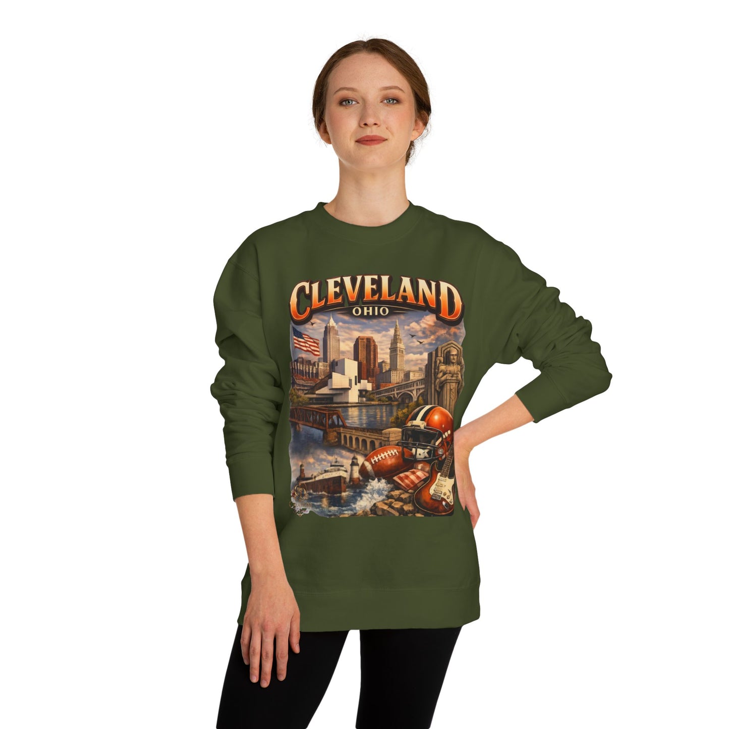 Cleveland Retro Cityscape Sweatshirt — Ohio Pride Football & Rock Design